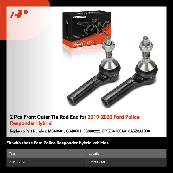 2 Pcs Front Outer Tie Rod End for 2019-2020 Ford Police Responder Hybrid