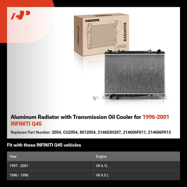 Aluminum Radiator with Transmission Oil Cooler for 1996-2001 INFINITI Q45