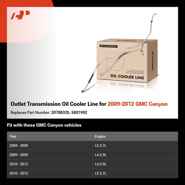 Outlet Transmission Oil Cooler Line for 2009-2012 GMC Canyon
