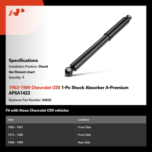 1963-1989 Chevrolet C50 1-Pc Shock Absorber A-Premium APSA1423