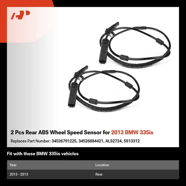 2 Pcs Rear ABS Wheel Speed Sensor for 2013 BMW 335is