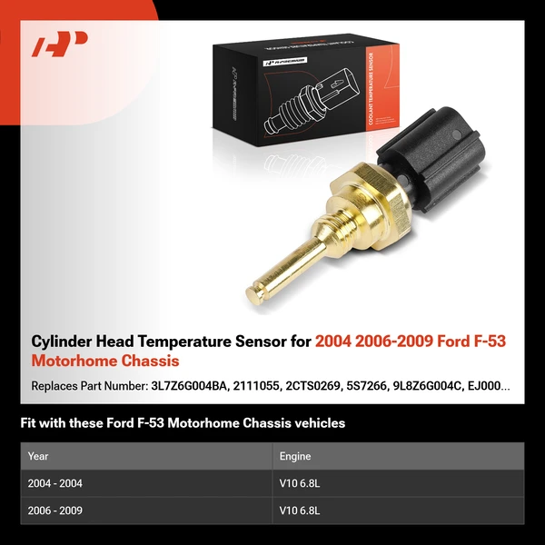 Cylinder Head Temperature Sensor for 2004 2006-2009 Ford F-53 Motorhome Chassis
