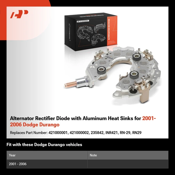 Alternator Rectifier Diode with Aluminum Heat Sinks for 2001-2006 Dodge Durango