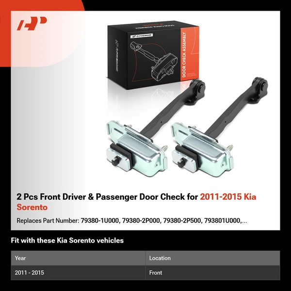 2 Pcs Front Driver & Passenger Door Check for 2011-2015 Kia Sorento