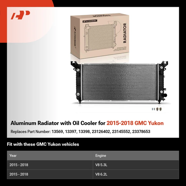 Aluminum Radiator with Oil Cooler for 2015-2018 GMC Yukon