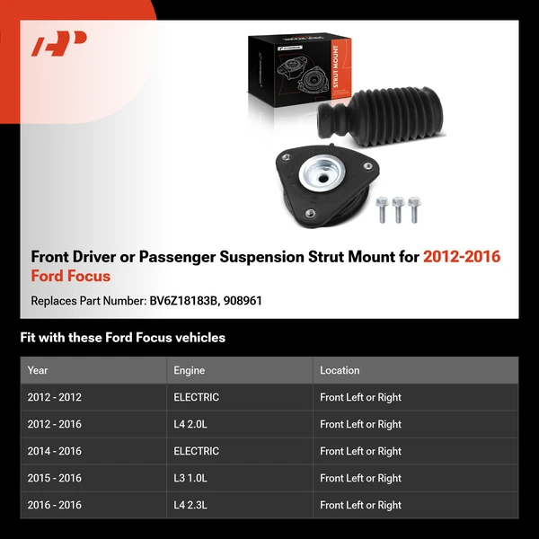 Front Driver or Passenger Suspension Strut Mount for 2012-2016 Ford Focus