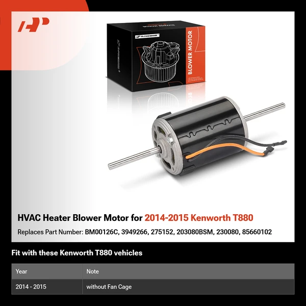 HVAC Heater Blower Motor for 2014-2015 Kenworth T880