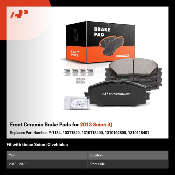 Front Ceramic Brake Pads for 2013 Scion iQ