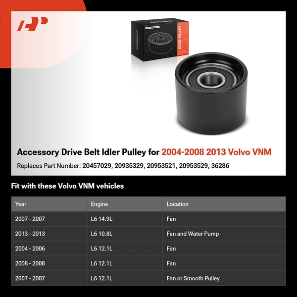 Accessory Drive Belt Idler Pulley for 2004-2008 2013 Volvo VNM