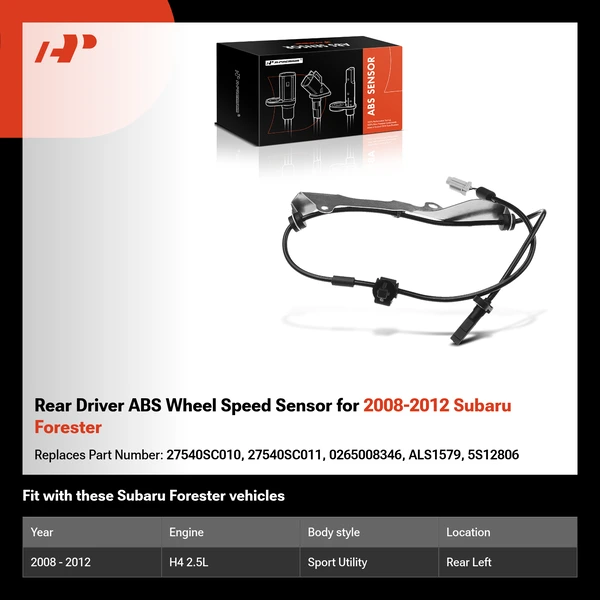 Rear Driver ABS Wheel Speed Sensor for 2008-2012 Subaru Forester