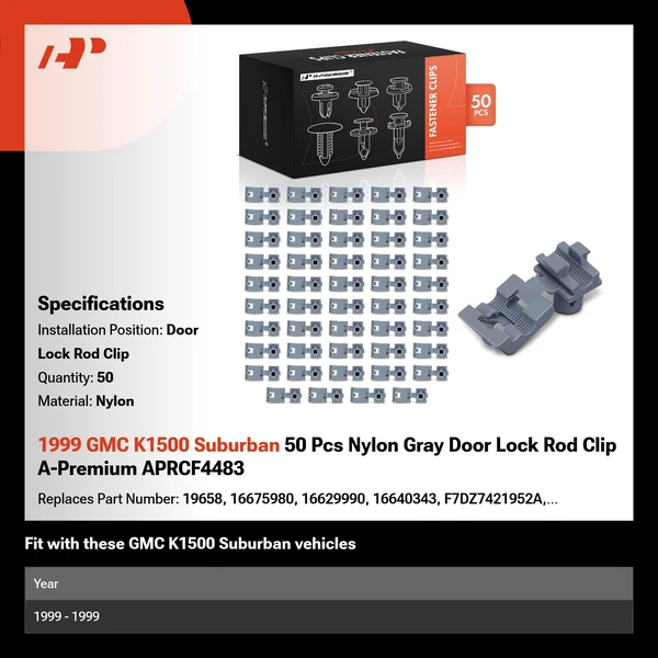 1999 GMC K1500 Suburban 50 Pcs Nylon Gray Door Lock Rod Clip A-Premium APRCF4483