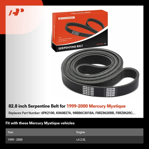 82.8 inch Serpentine Belt for 1999-2000 Mercury Mystique