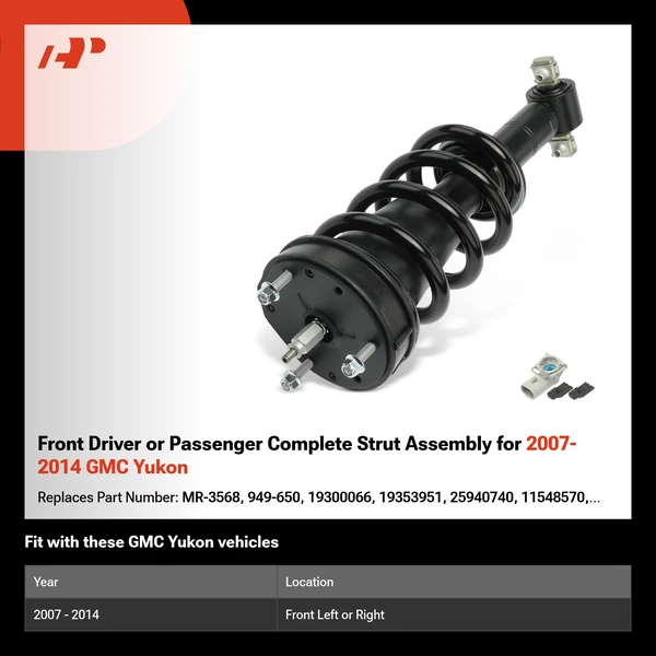 Front Driver or Passenger Complete Strut Assembly for 2007-2014 GMC Yukon