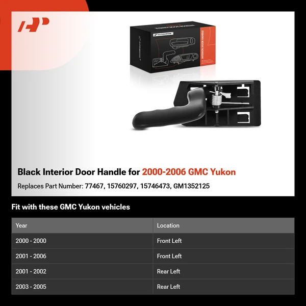 Black Interior Door Handle for 2000-2006 GMC Yukon