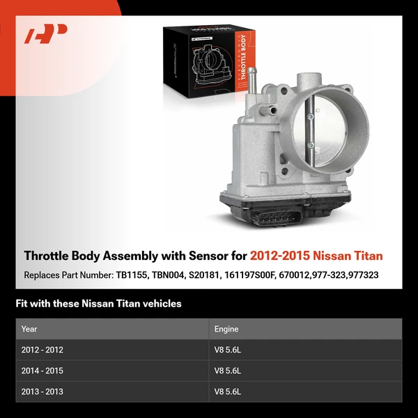 Throttle Body Assembly with Sensor for 2012-2015 Nissan Titan