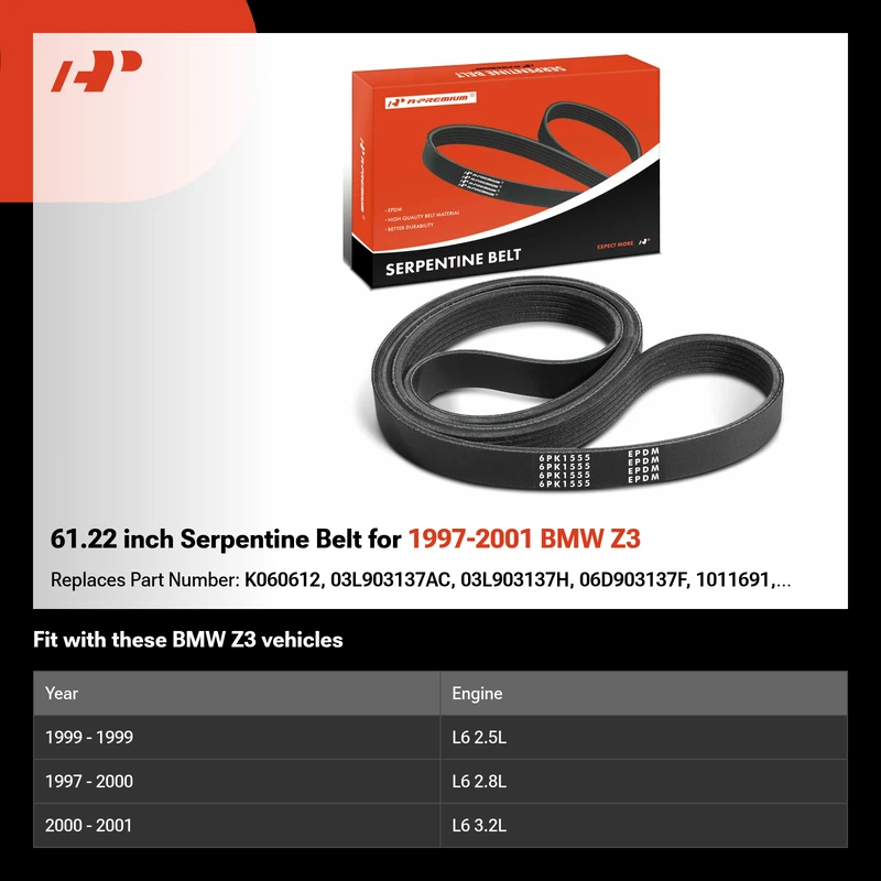 61.22 inch Serpentine Belt for 1997-2001 BMW Z3