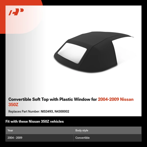 Convertible Soft Top with Plastic Window for 2004-2009 Nissan 350Z