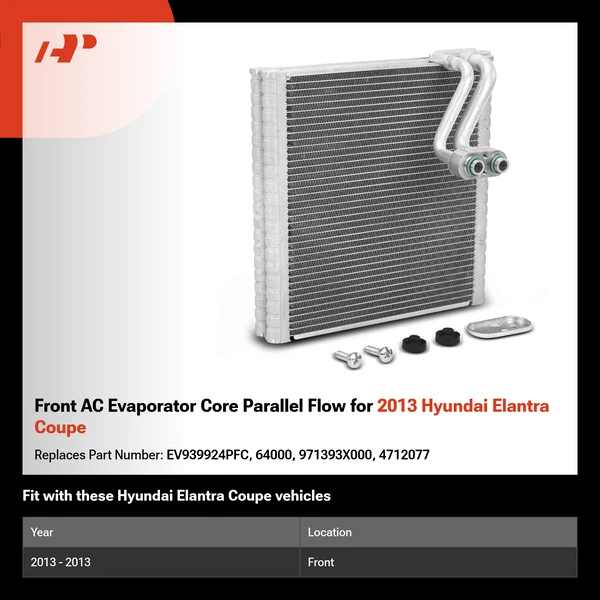 Front AC Evaporator Core Parallel Flow for 2013 Hyundai Elantra Coupe