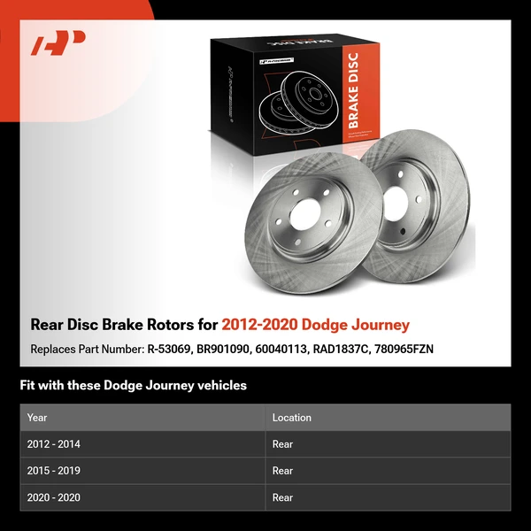 Rear Disc Brake Rotors for 2012-2020 Dodge Journey