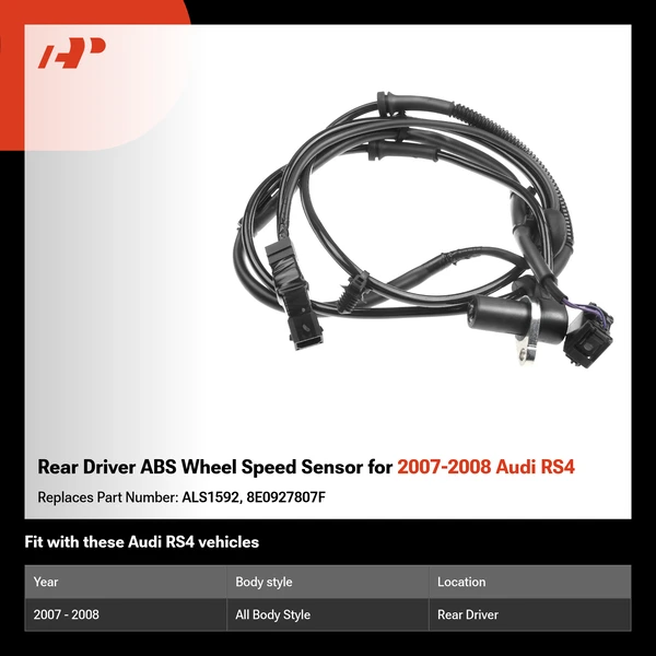 Rear Driver ABS Wheel Speed Sensor for 2007-2008 Audi RS4