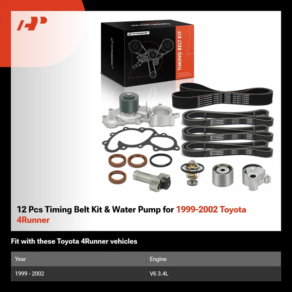 12 Pcs Timing Belt Kit & Water Pump for 1999-2002 Toyota 4Runner