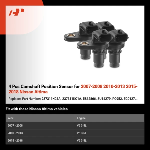 4 Pcs Camshaft Position Sensor for 2007-2008 2010-2013 2015-2018 Nissan Altima