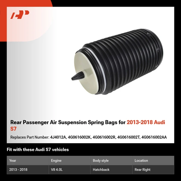Rear Passenger Air Suspension Spring Bags for 2013-2018 Audi S7