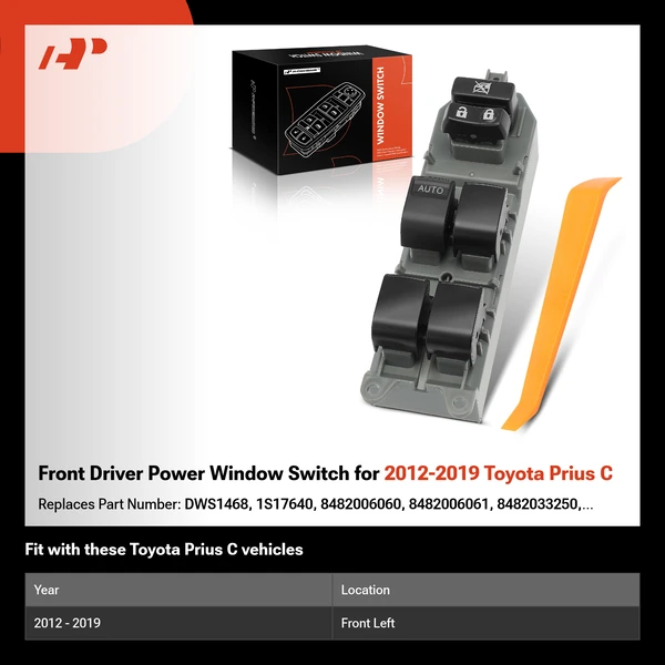 Front Driver Power Window Switch for 2012-2019 Toyota Prius C