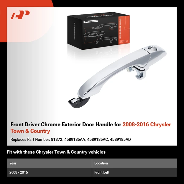 Front Driver Chrome Exterior Door Handle for 2008-2016 Chrysler Town & Country