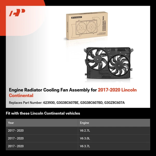Engine Radiator Cooling Fan Assembly for 2017-2020 Lincoln Continental