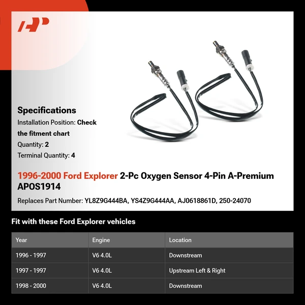 1996-2000 Ford Explorer 2-Pc Oxygen Sensor 4-Pin A-Premium APOS1914