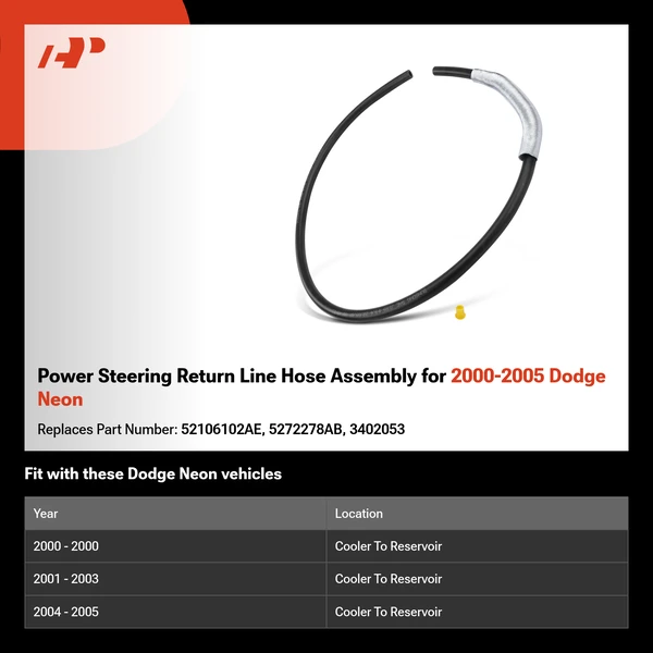 Power Steering Return Line Hose Assembly for 2000-2005 Dodge Neon