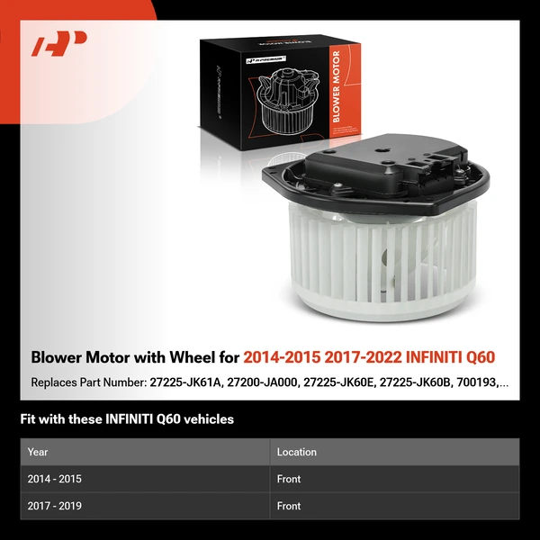 Blower Motor with Wheel for 2014-2015 2017-2022 INFINITI Q60