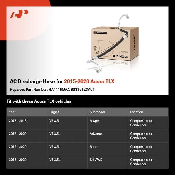 AC Discharge Hose for 2015-2020 Acura TLX