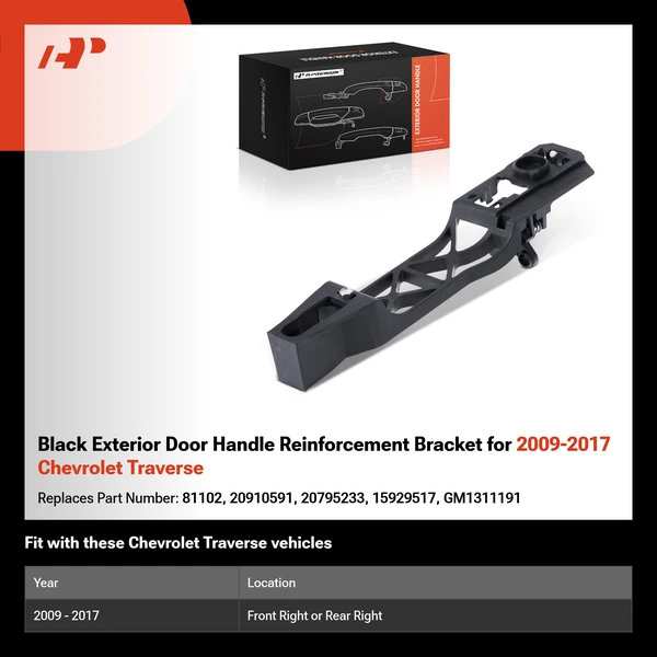 Black Exterior Door Handle Reinforcement Bracket for 2009-2017 Chevrolet Traverse