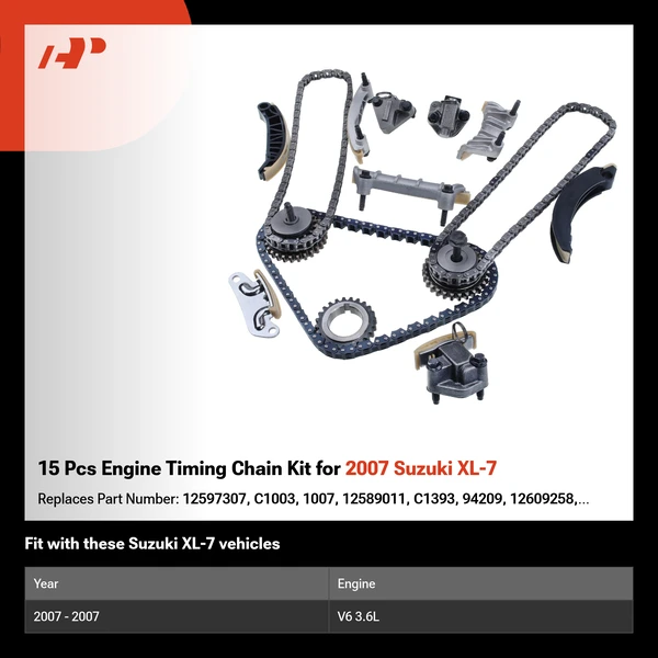 15 Pcs Engine Timing Chain Kit for 2007 Suzuki XL-7