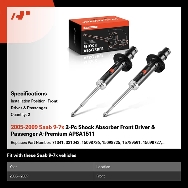 2005-2009 Saab 9-7x 2-Pc Shock Absorber Front Driver & Passenger A-Premium APSA1511