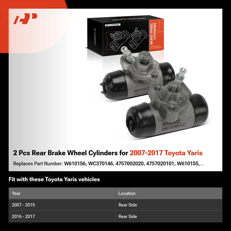 2 Pcs Rear Brake Wheel Cylinders for 2007-2017 Toyota Yaris