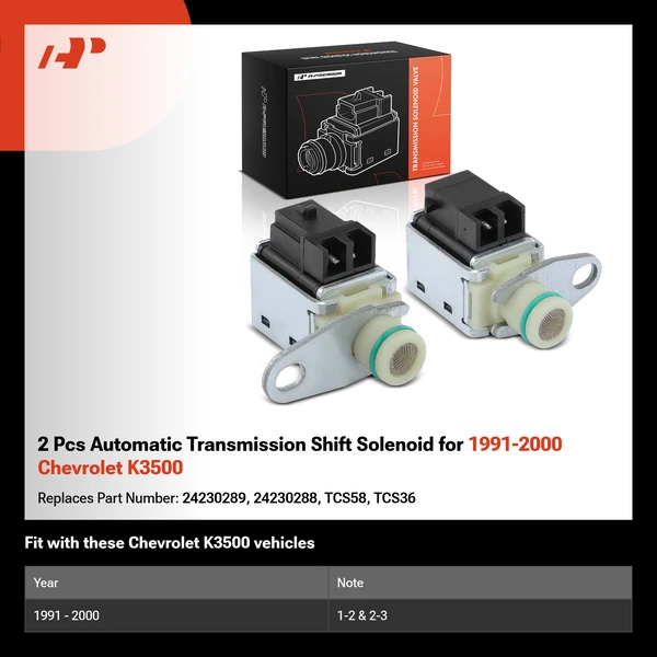 2 Pcs Automatic Transmission Shift Solenoid for 1991-2000 Chevrolet K3500