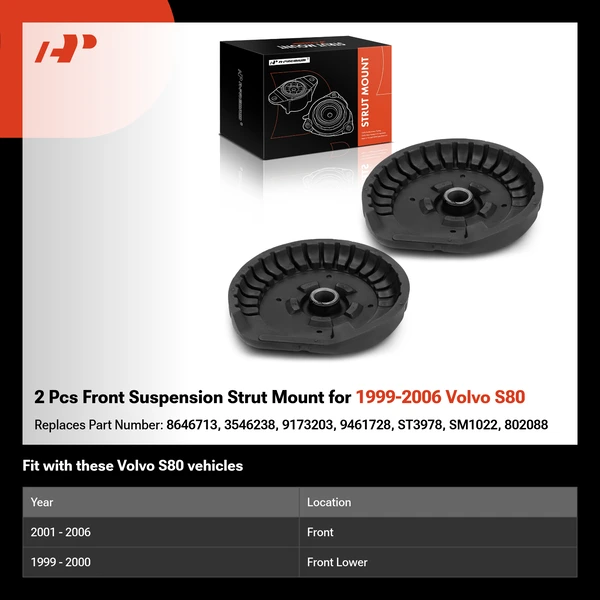 2 Pcs Front Suspension Strut Mount for 1999-2006 Volvo S80