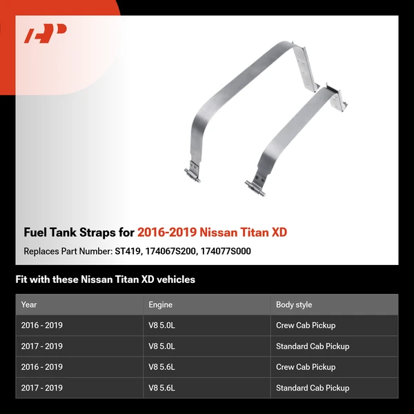 Fuel Tank Straps for 2016-2019 Nissan Titan XD