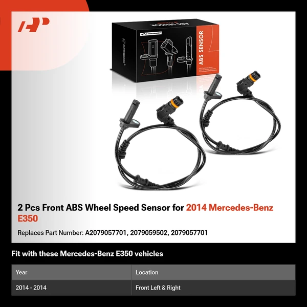 2 Pcs Front ABS Wheel Speed Sensor for 2014 Mercedes-Benz E350