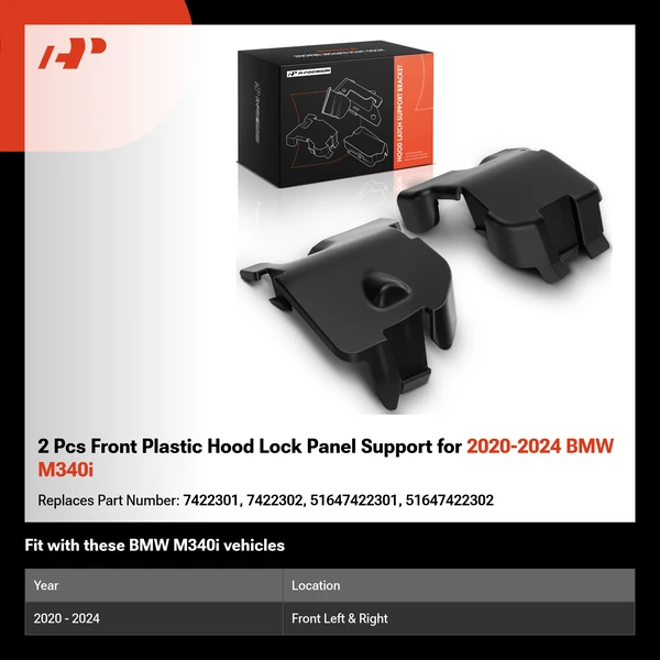 2 Pcs Front Plastic Hood Lock Panel Support for 2020-2024 BMW M340i