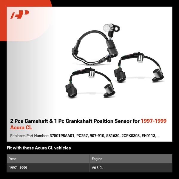 2 Pcs Camshaft & 1 Pc Crankshaft Position Sensor for 1997-1999 Acura CL