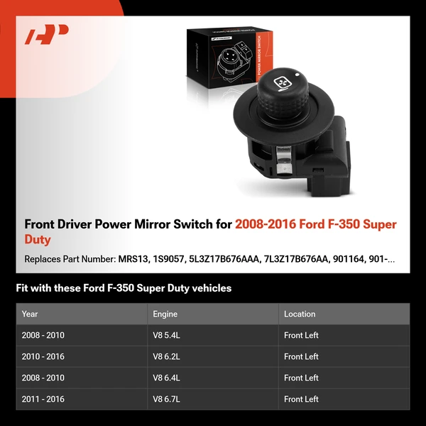 Front Driver Power Mirror Switch for 2008-2016 Ford F-350 Super Duty