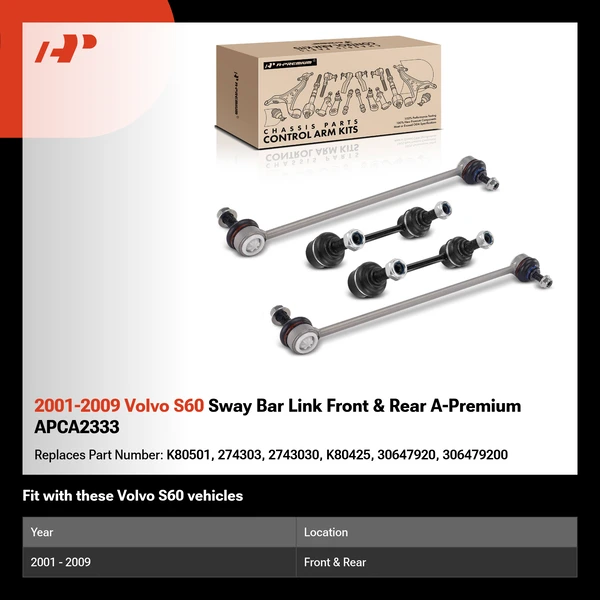 2001-2009 Volvo S60 Sway Bar Link Front & Rear A-Premium APCA2333