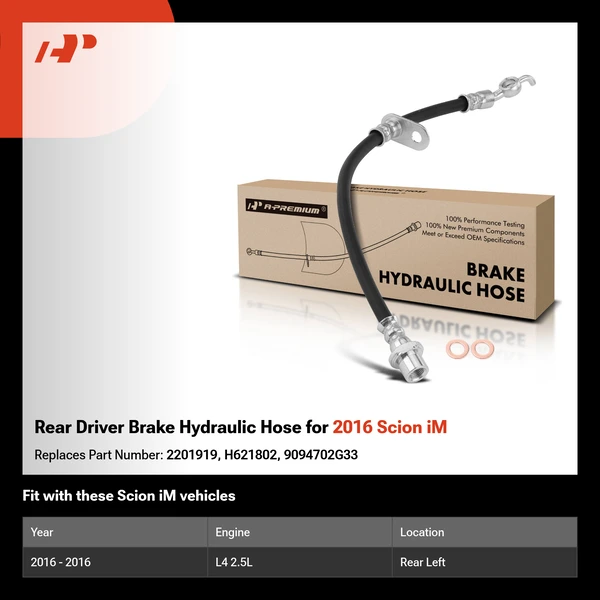 Rear Driver Brake Hydraulic Hose for 2016 Scion iM