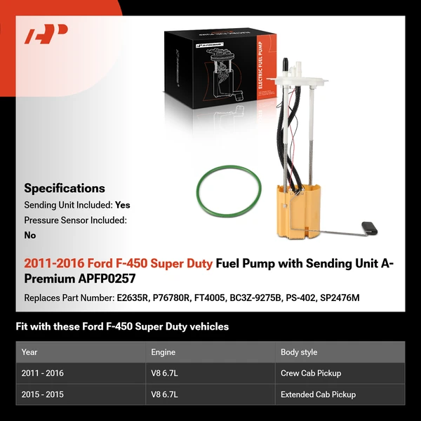 2011-2016 Ford F-450 Super Duty Fuel Pump with Sending Unit A-Premium APFP0257