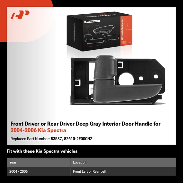 Front Driver or Rear Driver Deep Gray Interior Door Handle for 2004-2006 Kia Spectra