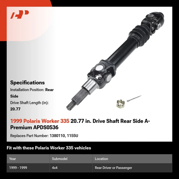 1999 Polaris Worker 335 20.77 in. Drive Shaft Rear Side A-Premium APDS0536